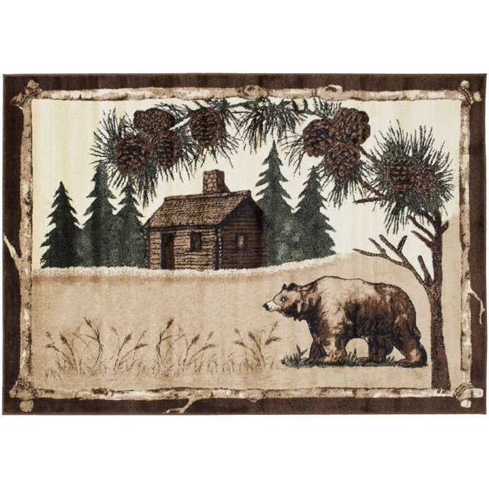 Persian Weavers Lodge 376 bear cabin rug 2x3 NEW PW-LD-3762x3