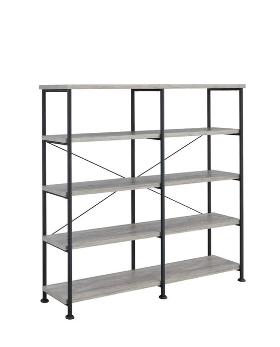 Analiese 4-shelf open display bookcase grey/gray driftwood finish NEW CO-801544