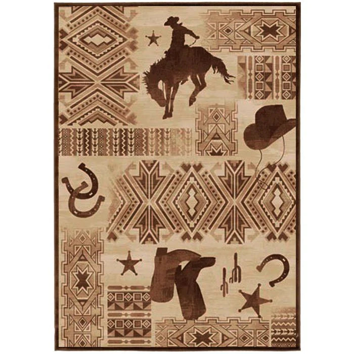 Persian Weavers Lodge 385 cowboy horse rodeo rug 5x7 NEW PW-LD-3855x7