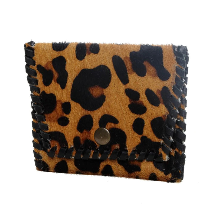 All Eyeballs Hairon & Leather Leopard Print Coin Purse Hand Crafted Myra Bag NEW MY-S-2971