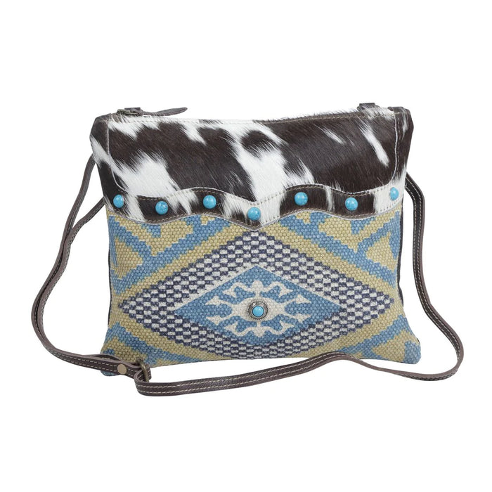 Tufts Pattern Lines Cowhide & Leather Small Shoulder & Crossbody Purse Hand Crafted Myra Bag NEW MY-S-4683