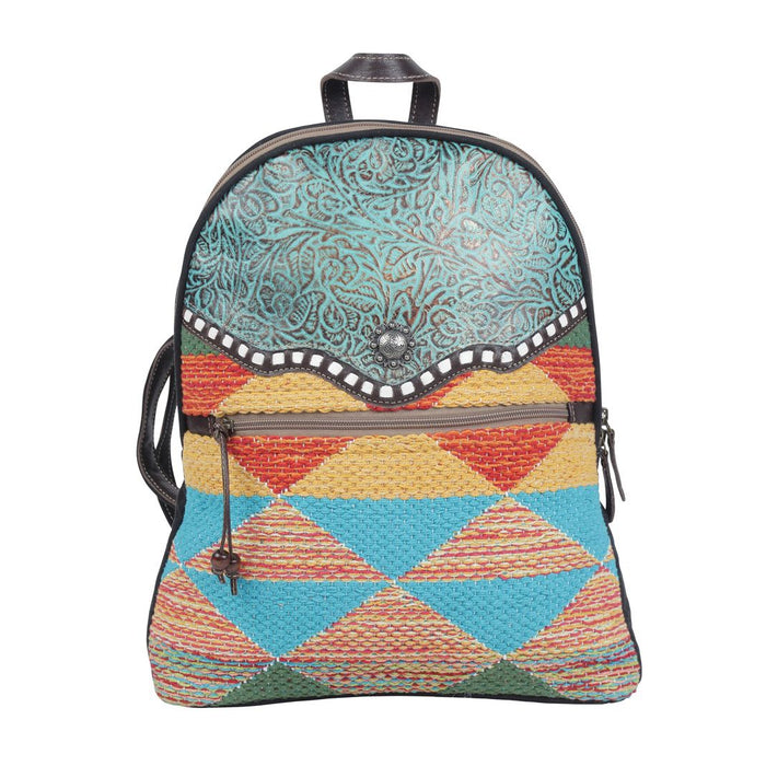 Accented Hues Cotton & Leather Backpack Hand Crafted Myra Bag NEW MY-S-4711