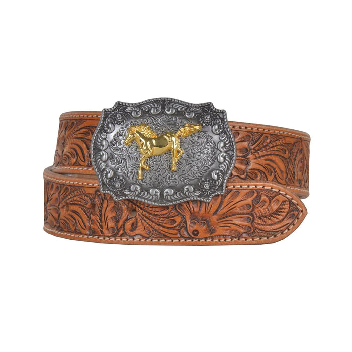 Brisk Leaves Hand-Tooled Iron & Leather Belt Hand Crafted Myra Bag NEW MY-S-4816