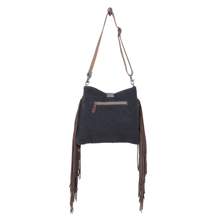 Lyrical Layers Rug Canvas & Leather w/ Fringe Shoulder Crossbody Purse Hand Crafted Myra Bag NEW MY-S-5248