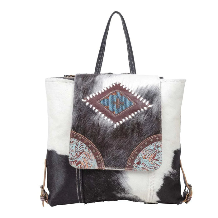 Hercule Rug, Canvas, Cowhide & Leather Backpack Hand Crafted Myra Bag NEW MY-S-5269