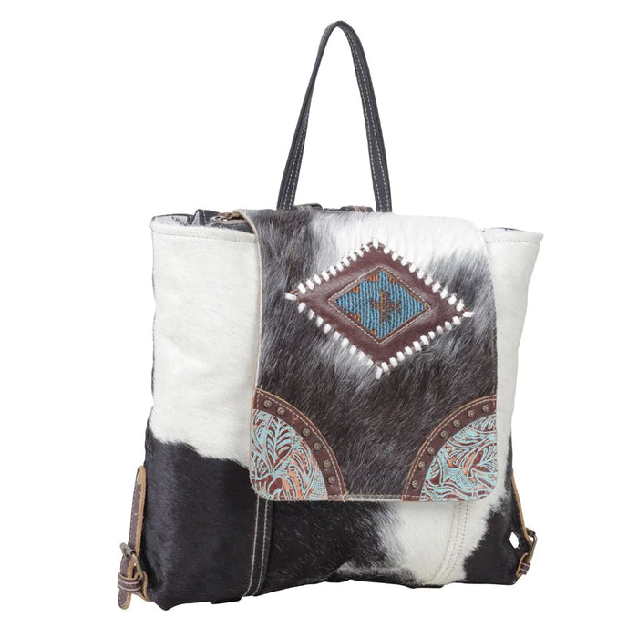 Hercule Rug, Canvas, Cowhide & Leather Backpack Hand Crafted Myra Bag NEW MY-S-5269